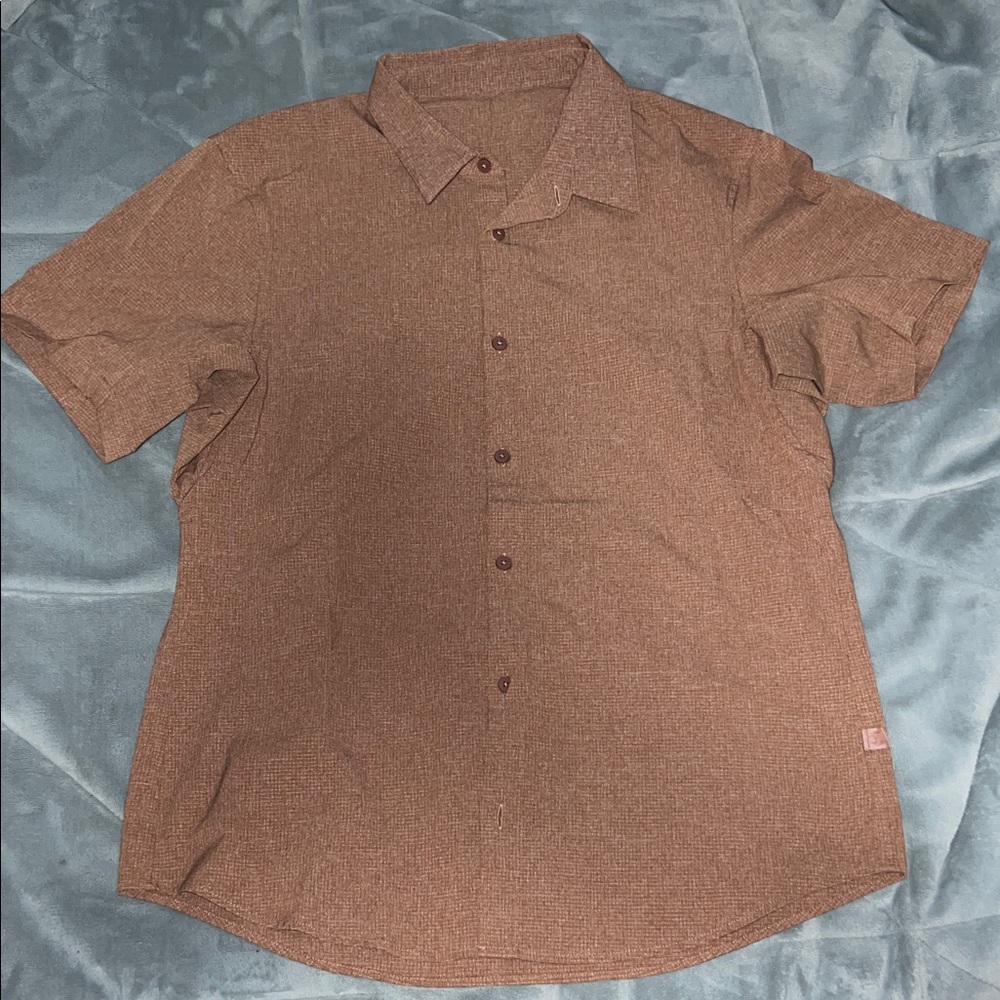 lululemon athletica Men's Casual Brown Button Down Shirt